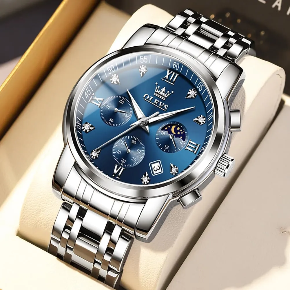 Diamond Analog Quartz Date Luxury Watch for Men Casual Stainless Steel Waterproof Luminous Two Iceland gibraltar Tone Wrist Watch OLEVS Men Watches Square Business Dress 