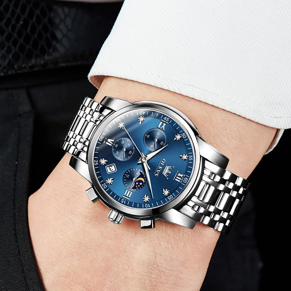 Diamond Analog Quartz Date Luxury Watch for Men Casual Stainless Steel Waterproof Luminous Two Iceland gibraltar Tone Wrist Watch OLEVS Men Watches Square Business Dress 