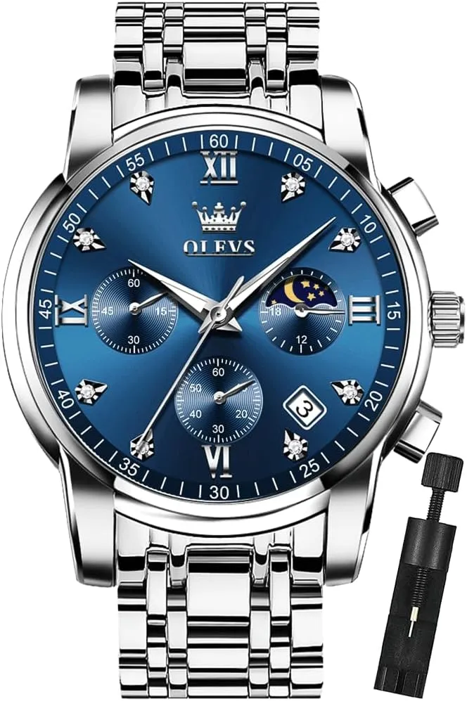 Diamond Analog Quartz Date Luxury Watch for Men Casual Stainless Steel Waterproof Luminous Two Iceland gibraltar Tone Wrist Watch OLEVS Men Watches Square Business Dress 