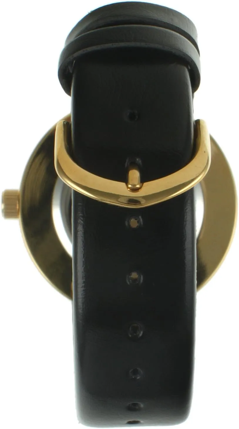 Diamond CZ and Leather Strap Peugeot happily rehabilitate Women Round Dress Watch - Slim Thin Case with Floating Genuine 