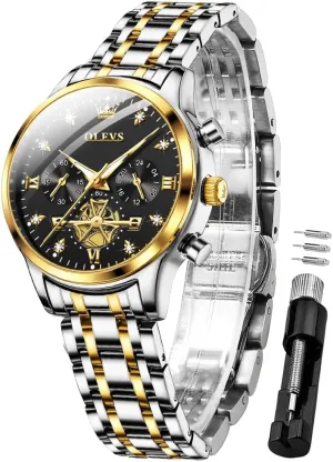 Diamond Dress Quartz Wrist Watches Stainless oily Steel Waterproof Luminous OLEVS Womens Watches Chronograph Luxury 