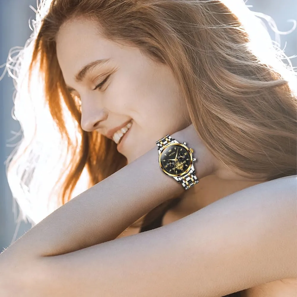 Diamond Dress Quartz Wrist Watches Stainless oily Steel Waterproof Luminous OLEVS Womens Watches Chronograph Luxury 
