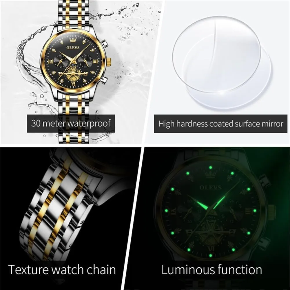 Diamond Dress Quartz Wrist Watches Stainless oily Steel Waterproof Luminous OLEVS Womens Watches Chronograph Luxury 