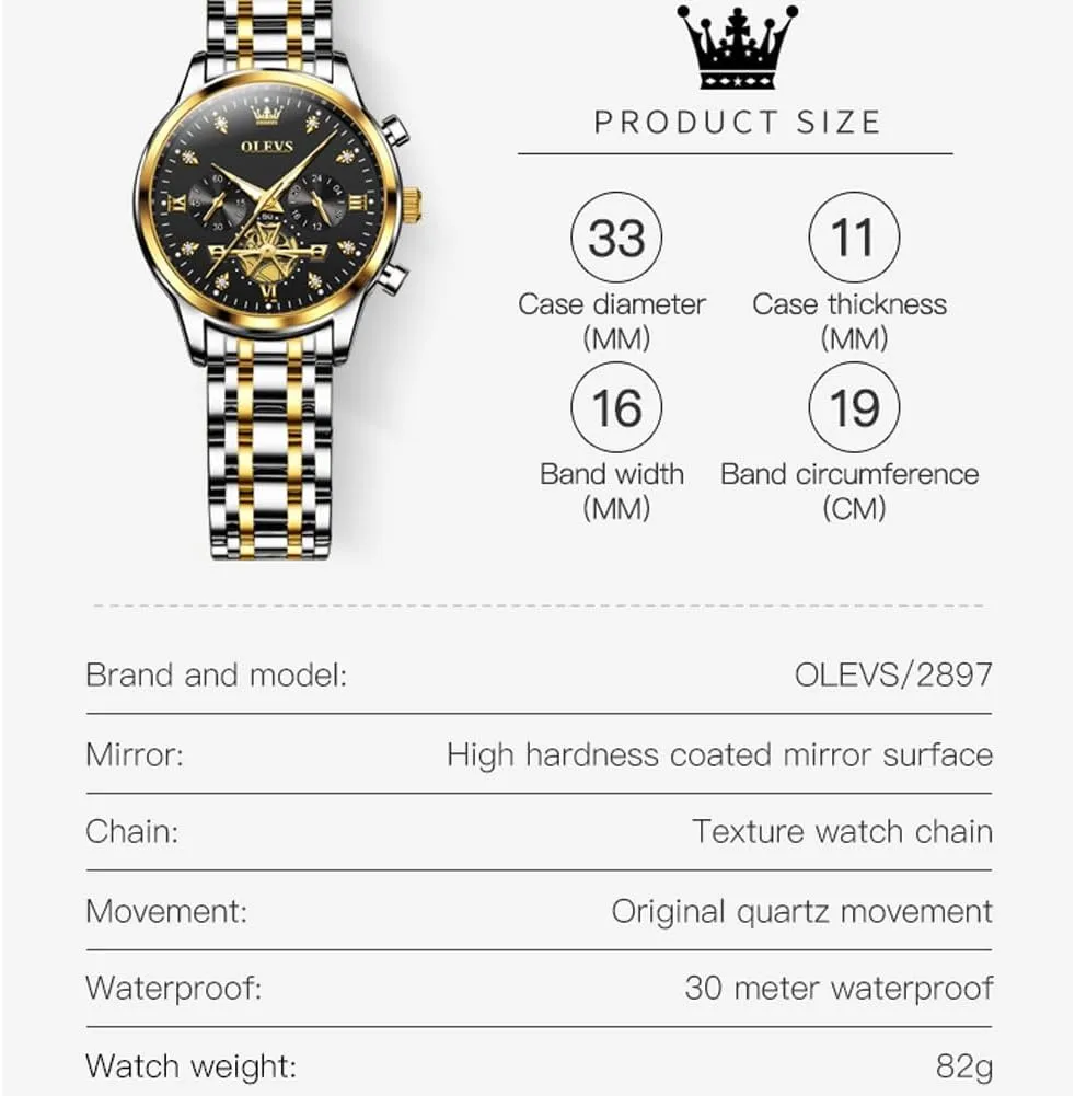 Diamond Dress Quartz Wrist Watches Stainless oily Steel Waterproof Luminous OLEVS Womens Watches Chronograph Luxury 
