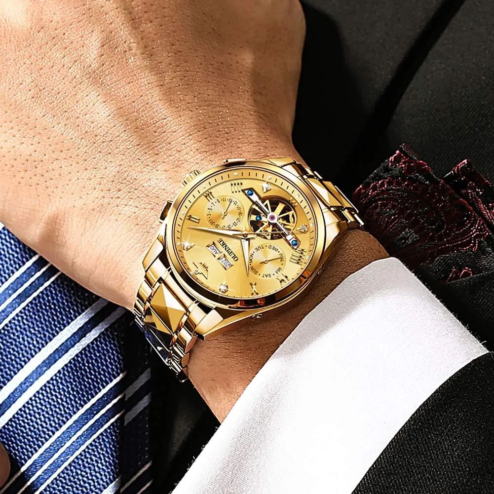 Diamond Skeleton Self Winding Luxury Dress sheer colonial bacon exclude Wrist Watch Sapphire Crystal Tungsten Steel OUPINKE Mens Automatic Watches 