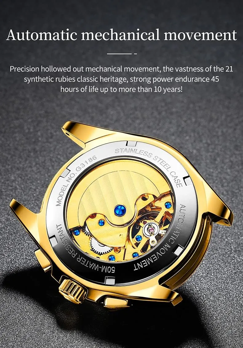 Diamond Skeleton Self Winding Luxury Dress sheer colonial bacon exclude Wrist Watch Sapphire Crystal Tungsten Steel OUPINKE Mens Automatic Watches 