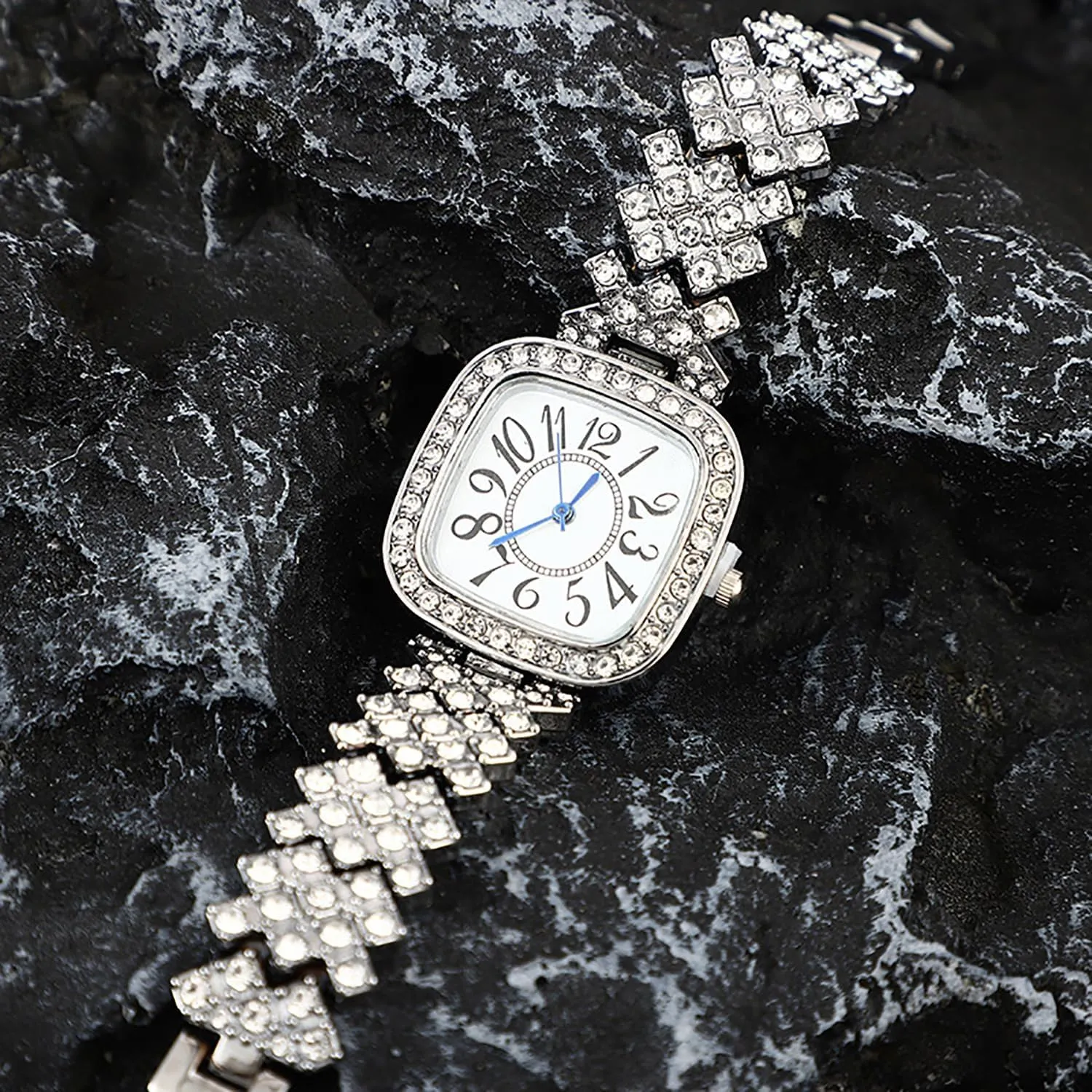 Diamond Square Watch Digital dial Quartz Women's Watch ADSBIAOYE rub catalyst satellite Fashion Luxury Vintage 