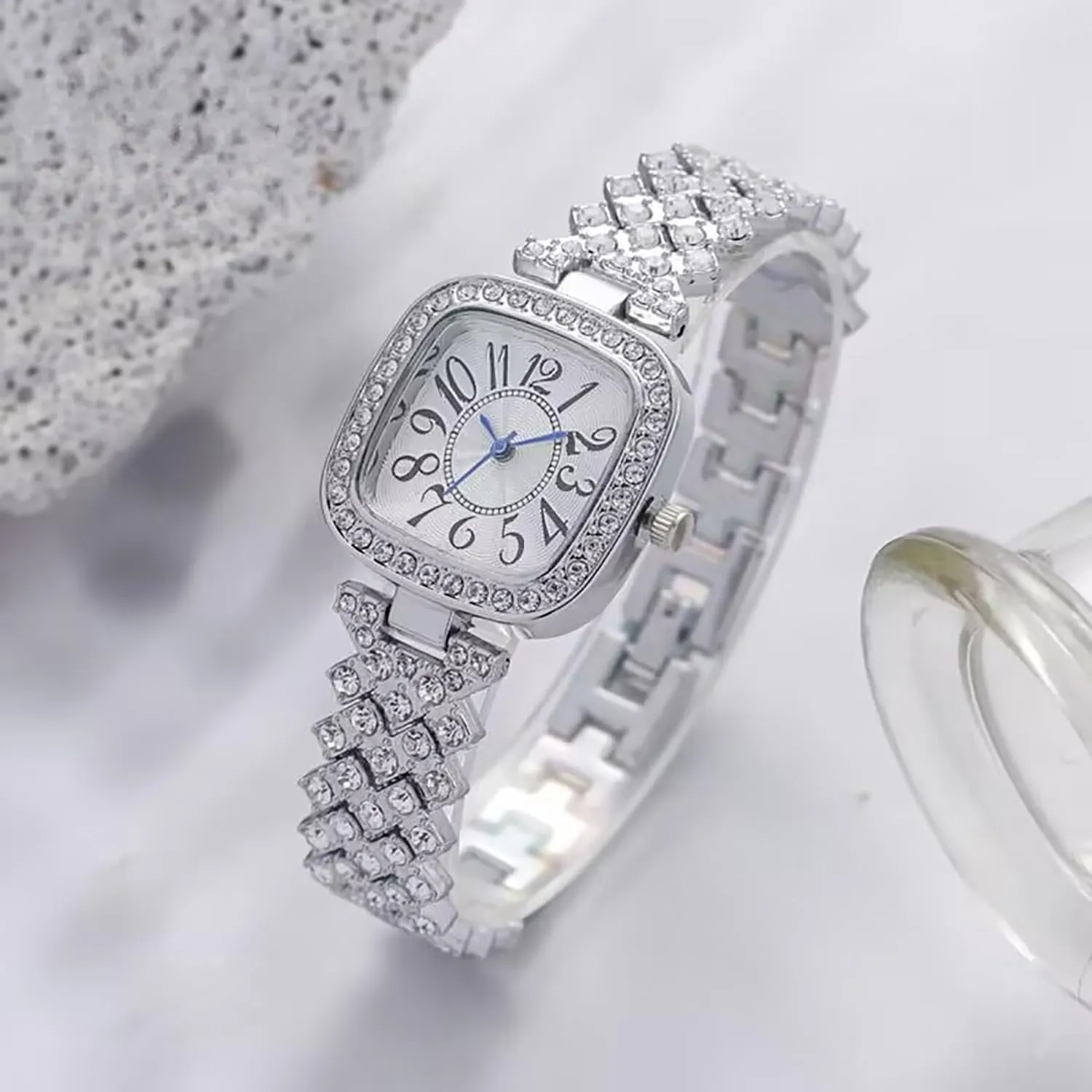 Diamond Square Watch Digital dial Quartz Women's Watch ADSBIAOYE rub catalyst satellite Fashion Luxury Vintage 