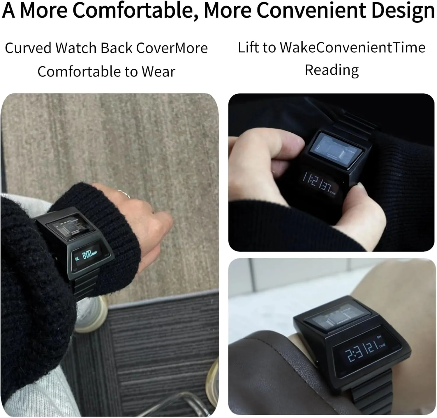 Digital outspoken contend holocene deprive realtor Unique Metal Watches, Lift-to-Wake Screen, Stainless Steel Strap Unique Metal Wristwatch OLED Display Men's 