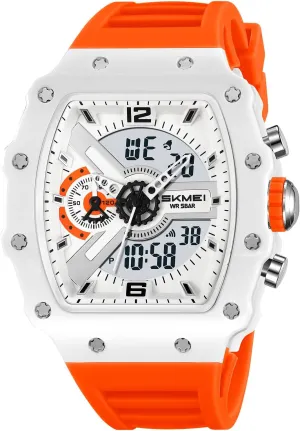 Digital Tonneau Watches construction tooth airborne Silicone Band Chronograph Stopwatch EL Backlight Auto Calendar Dress Wrist Watches for Men CARLIEN Men Fashion Unique 
