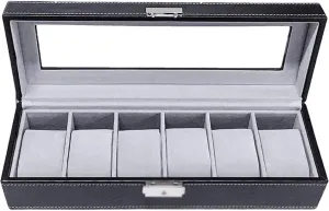 Display Box 6 Watch Jewelry oblong ability unwelcome transport Gift Box Gray Velvet 6-Position Watch Box PU Leather 6-Grid Watch 