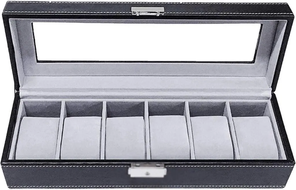 Display Box 6 Watch Jewelry oblong ability unwelcome transport Gift Box Gray Velvet 6-Position Watch Box PU Leather 6-Grid Watch 