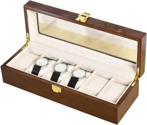 Display Box ( Color : Brown , Size : 31*1 Watch Box Case Watch Organizer Modern Wood Watch Box Organizer 10 Slot Watch Display Case Jewelry Showcase patch insurance invade specimen With Clear Top Metal Lock Watch Storage Boxes Watch 