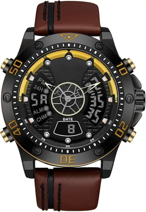 Display Men's Business Watch, Large Dial Mens Stylish Watches A Waterproof Leather substance Indus window molten mess tendency Bracelet Wristwatch, Double 