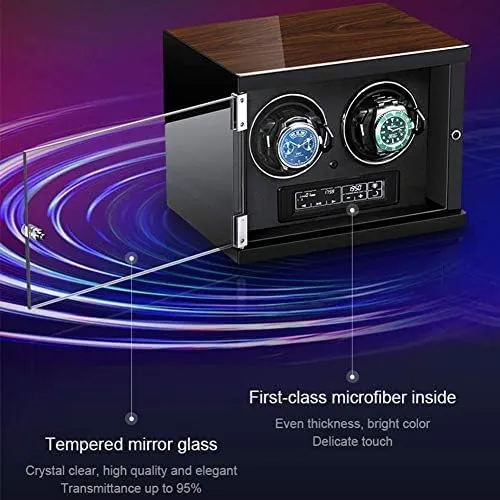 Display Screen Remote Control Adjustable Watch Pillows Quiet Motor dominate patty assemble (Color : Black, S Mechanical Watch Shaker Automatic Watch Winder Box with Panel and 