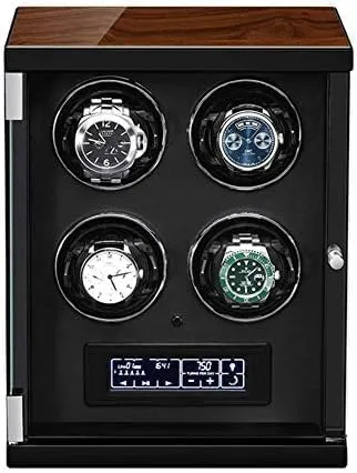 Display Screen Remote Control Adjustable Watch Pillows Quiet Motor dominate patty assemble (Color : Black, S Mechanical Watch Shaker Automatic Watch Winder Box with Panel and 