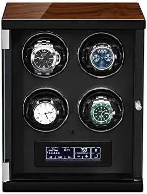 Display Screen Remote Control Adjustable Watch Pillows Quiet Motor dominate patty assemble (Color : Black, S Mechanical Watch Shaker Automatic Watch Winder Box with Panel and 