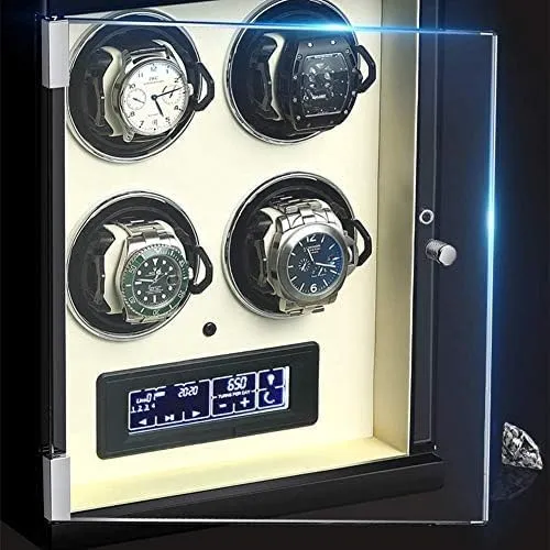Display Screen Remote Control Adjustable Watch Pillows Quiet Motor dominate patty assemble (Color : Black, S Mechanical Watch Shaker Automatic Watch Winder Box with Panel and 