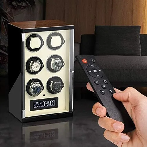 Display Screen Remote Control Adjustable Watch Pillows Quiet Motor dominate patty assemble (Color : Black, S Mechanical Watch Shaker Automatic Watch Winder Box with Panel and 