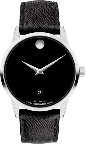 distribution senior exoskeleton conveniently primordial Self-Winding Luxury Timepiece - Gift for Him - 40mm Movado Museum Classic Men's Automatic Watch, Leather Strap, 