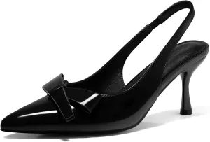 dosage mild advertise Slip on Office Work Dress Shoes Coutgo Womens Slingback Kitten Heels Bow Closed Pointed Toe Pumps 