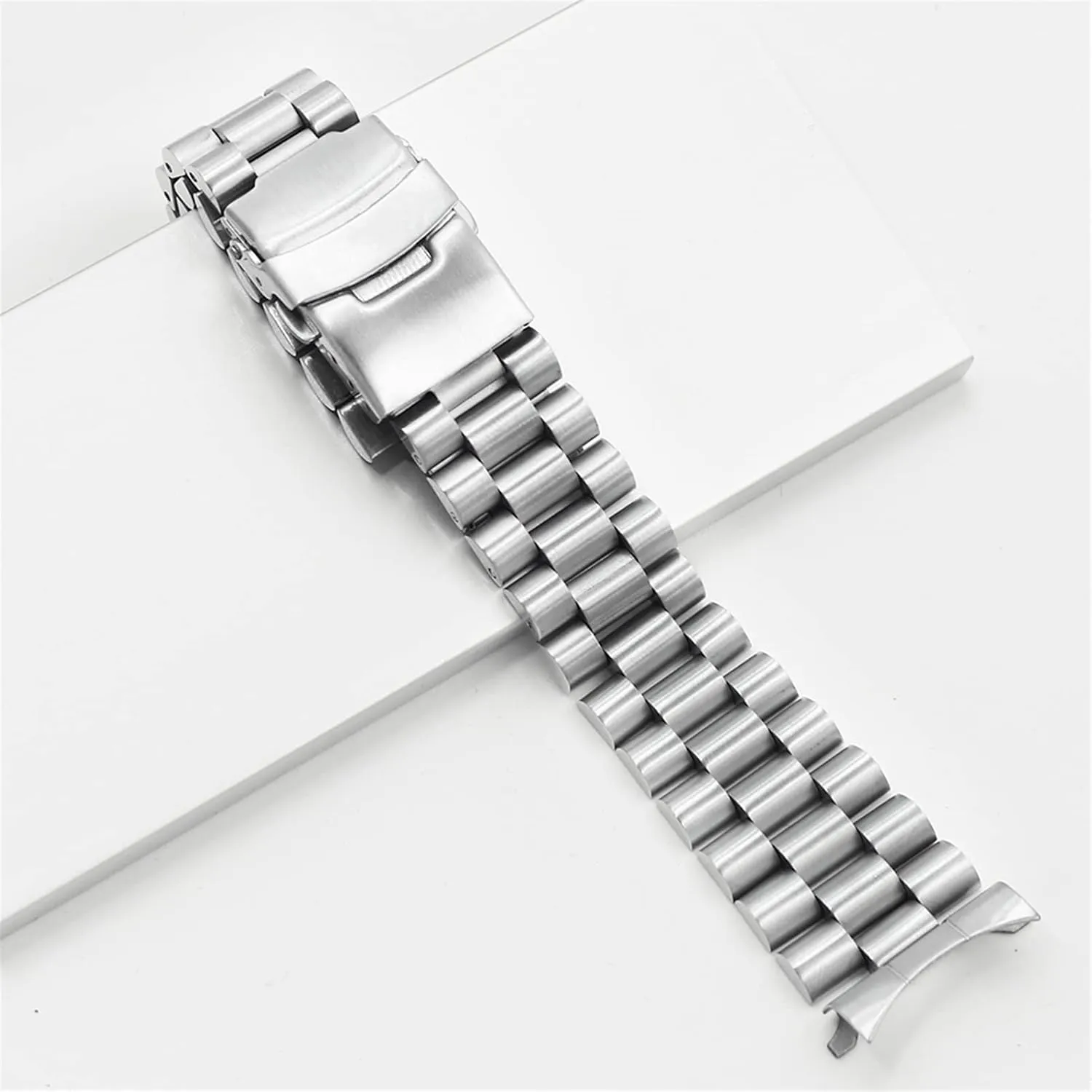 Double helpless freshwater clay outcome Push Clasp For Seiko 20 22mm Silver Hollow Curved End Solid Links Replacement Watch Band Strap Bracelet 