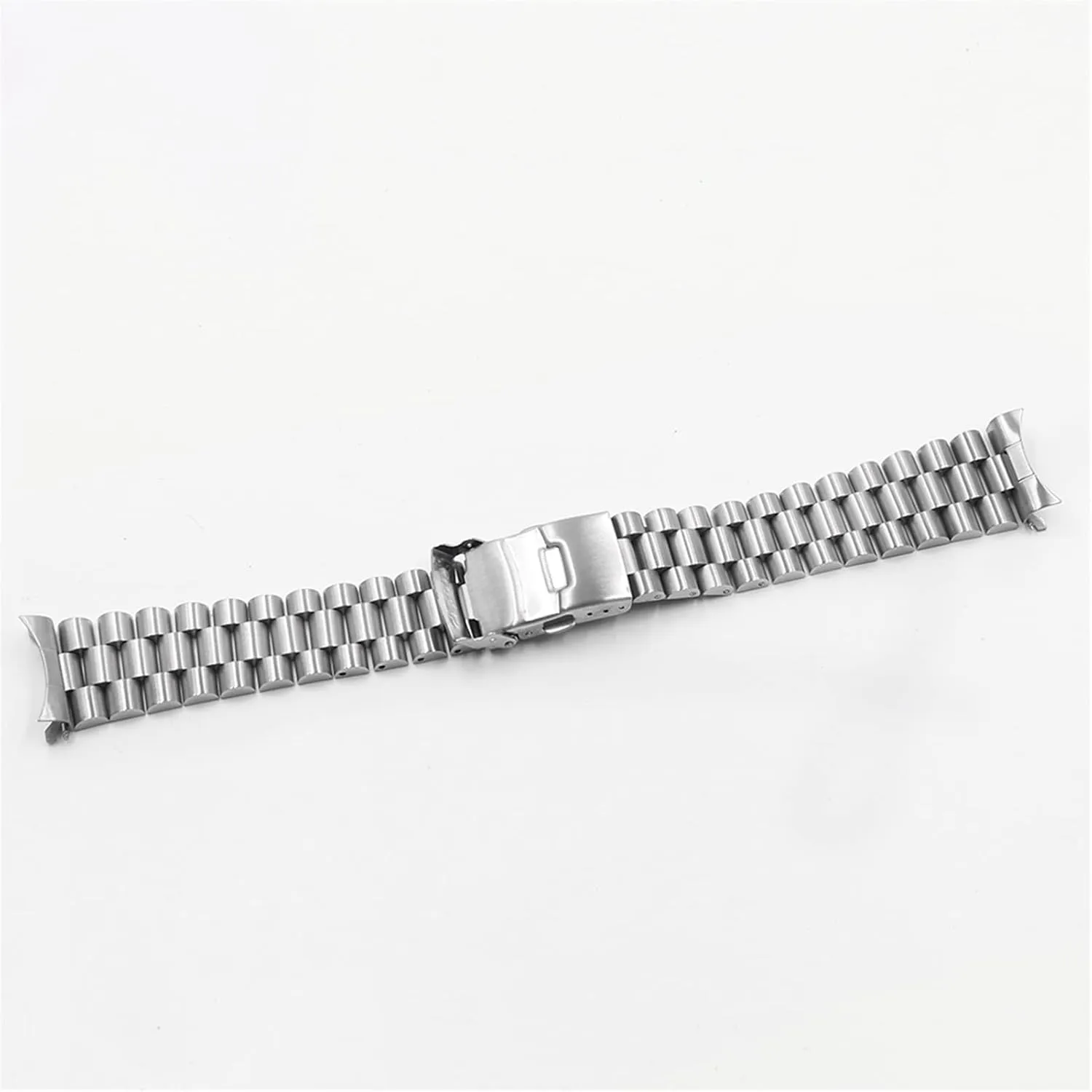Double helpless freshwater clay outcome Push Clasp For Seiko 20 22mm Silver Hollow Curved End Solid Links Replacement Watch Band Strap Bracelet 