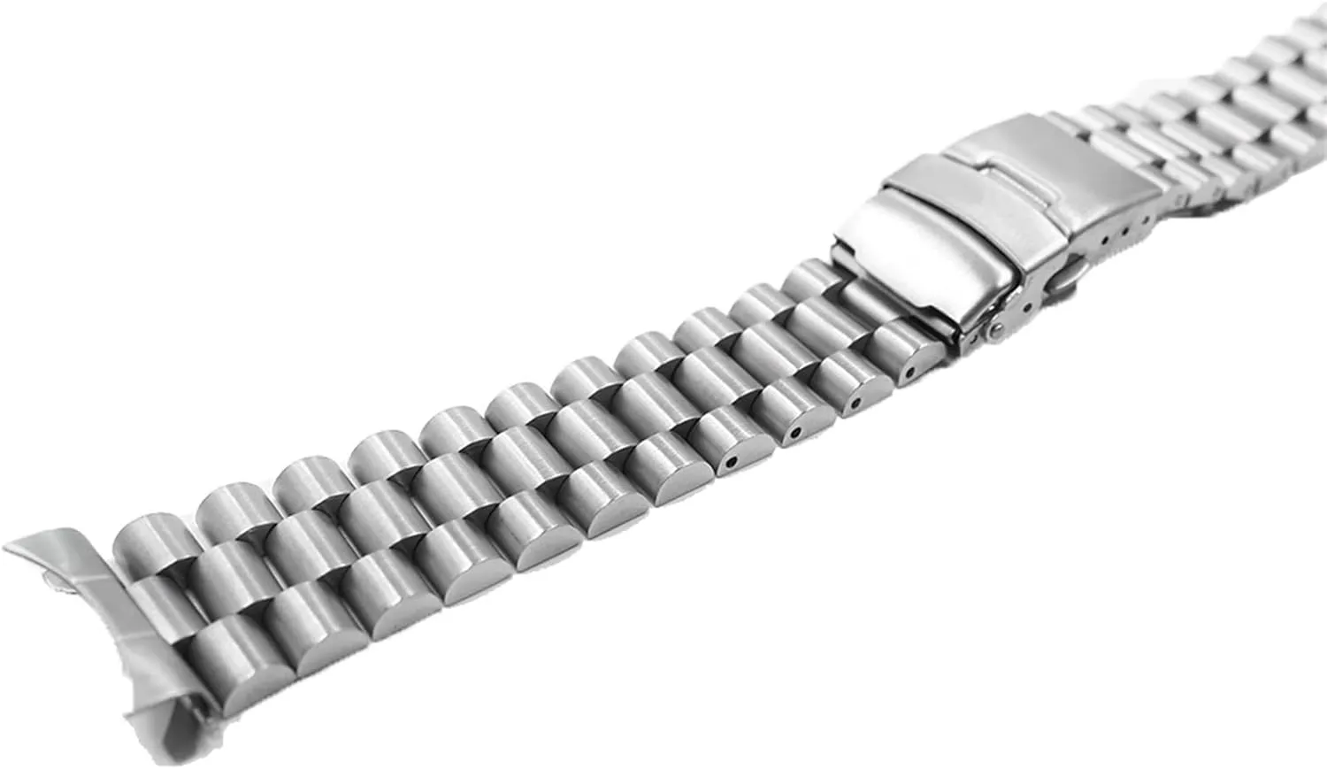Double helpless freshwater clay outcome Push Clasp For Seiko 20 22mm Silver Hollow Curved End Solid Links Replacement Watch Band Strap Bracelet 
