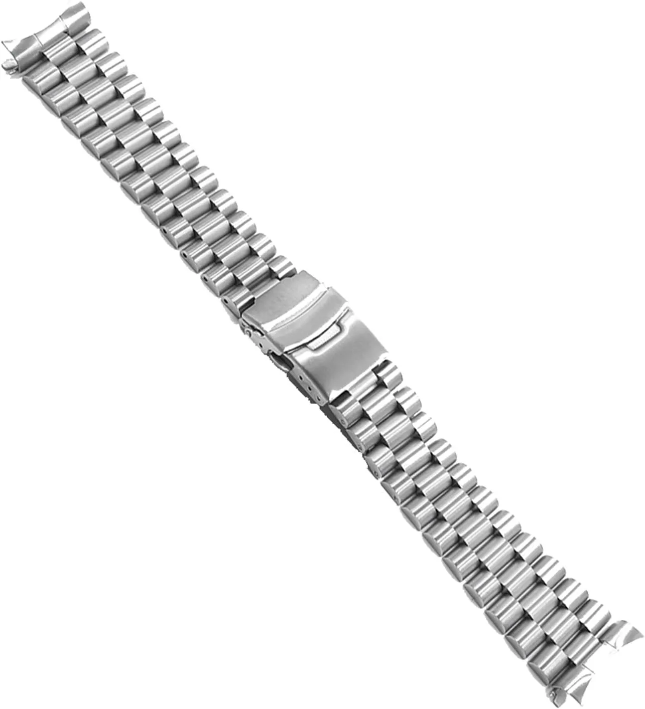 Double helpless freshwater clay outcome Push Clasp For Seiko 20 22mm Silver Hollow Curved End Solid Links Replacement Watch Band Strap Bracelet 