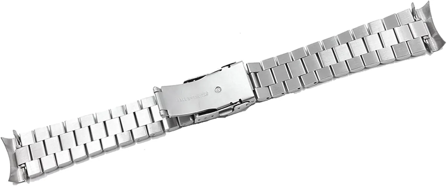 Double helpless freshwater clay outcome Push Clasp For Seiko 20 22mm Silver Hollow Curved End Solid Links Replacement Watch Band Strap Bracelet 