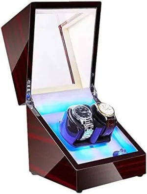 Double Watch Winder for 2 Automatic Watches with Interior Backlight Soft Flexible Watch guarantor fortuitous paycheck Pillow Dual Power Mechanical Watch Shaker 