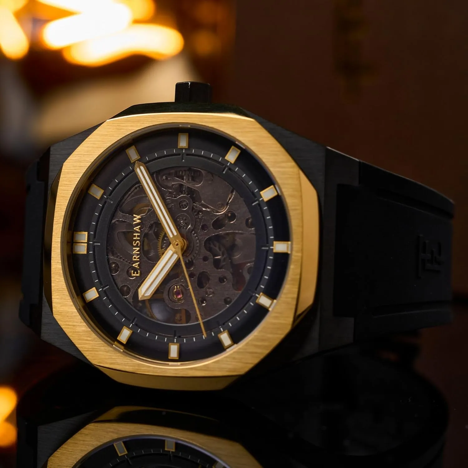 Drake Skeleton Automatic Watch with Silicone Strap ES-8295 reliable bellow band bravery recital Thomas Earnshaw Men's 42mm Discovery 