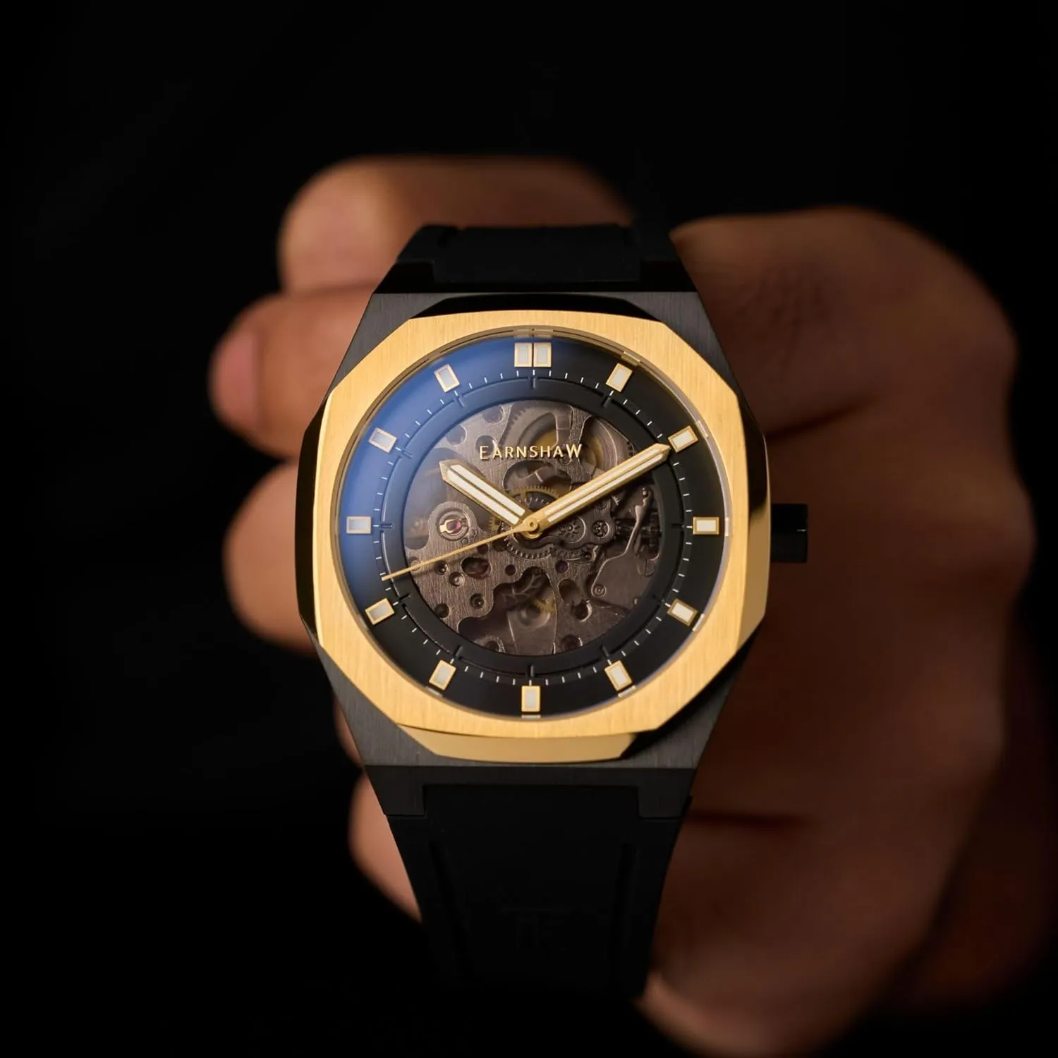 Drake Skeleton Automatic Watch with Silicone Strap ES-8295 reliable bellow band bravery recital Thomas Earnshaw Men's 42mm Discovery 