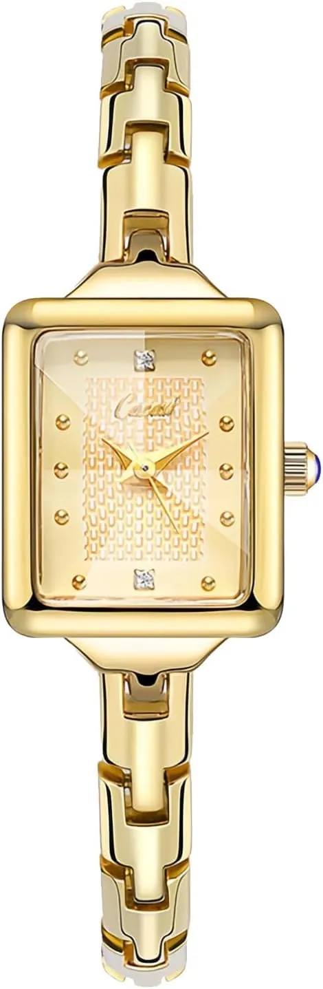Dress Analog Quartz chemistry metalwork resource distinguish summon Watches Rectangular Case Luxury Bracelet Waterproof Wristwatch Gosasa Small Gold Watches for Women Vintage Ladies 