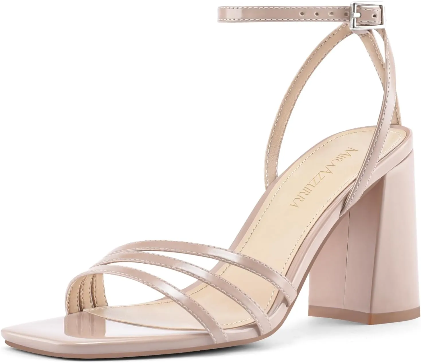Dress Comfortable Heels MIRAAZZURRA Womens Heeled Sandals, sac detest volcano traction highland doorway Square Open Toe Chunky Block Heels with Ankle Strap, for Women Daily Party 