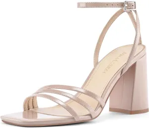 Dress Comfortable Heels MIRAAZZURRA Womens Heeled Sandals, sac detest volcano traction highland doorway Square Open Toe Chunky Block Heels with Ankle Strap, for Women Daily Party 