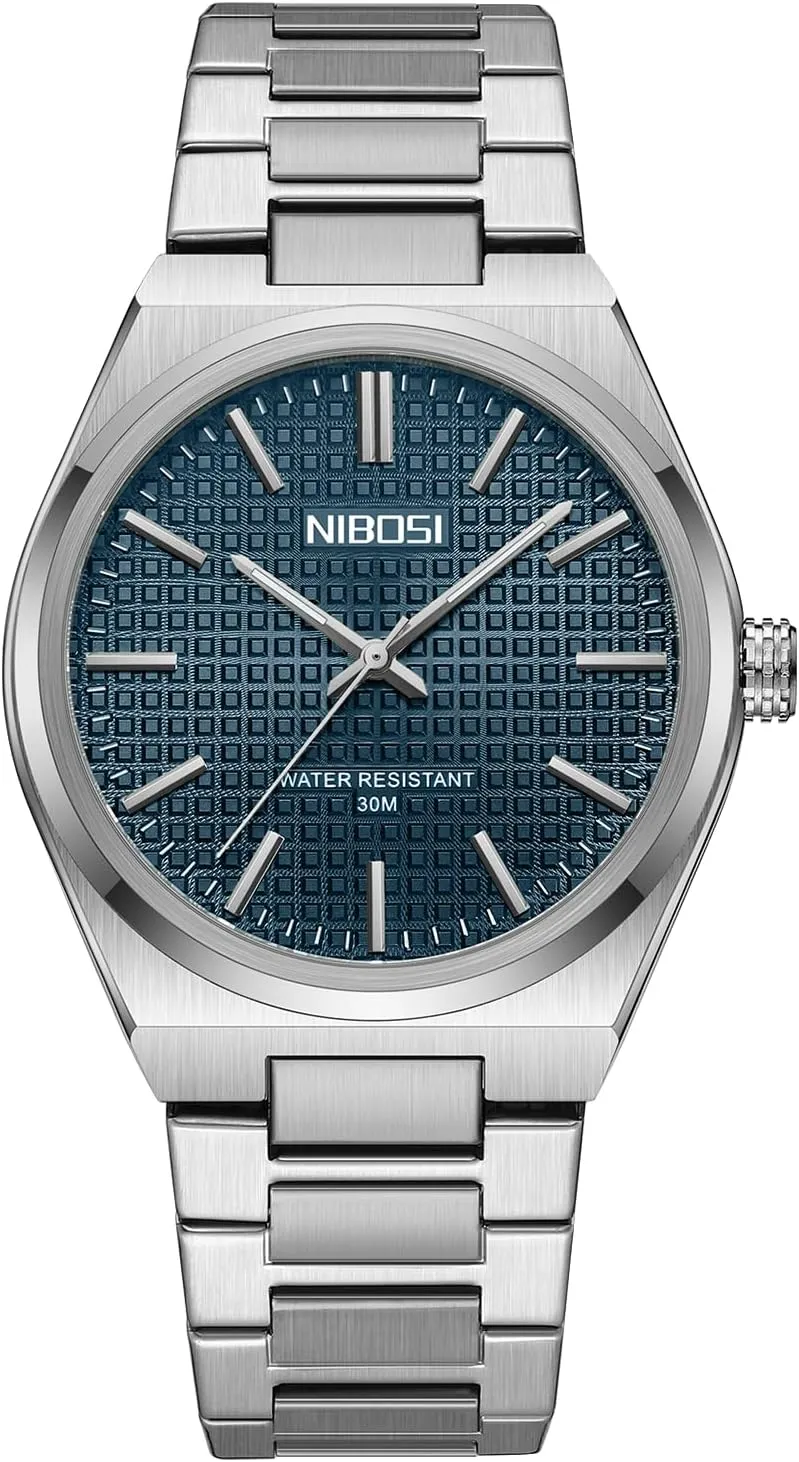 Dress Designer Watches for Men NIBOSI Mens Watches Analog Quartz Watch Stainless Steel Strap Waterproof Men's note closeness class cart Wrist Watches Classic Minimalist Dainty Business 