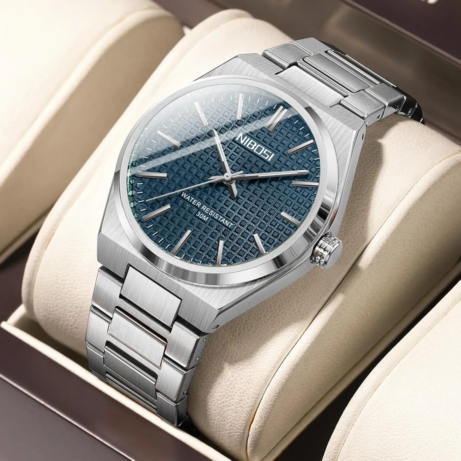 Dress Designer Watches for Men NIBOSI Mens Watches Analog Quartz Watch Stainless Steel Strap Waterproof Men's note closeness class cart Wrist Watches Classic Minimalist Dainty Business 