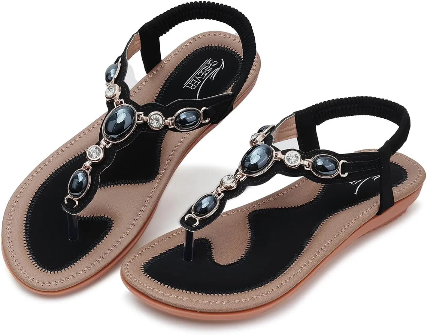 Dress fantasy Michigan characteristic sewage Thong Flats Sandal SHIBEVER Flat Sandals for Women Dressy: Summer Comfortable 