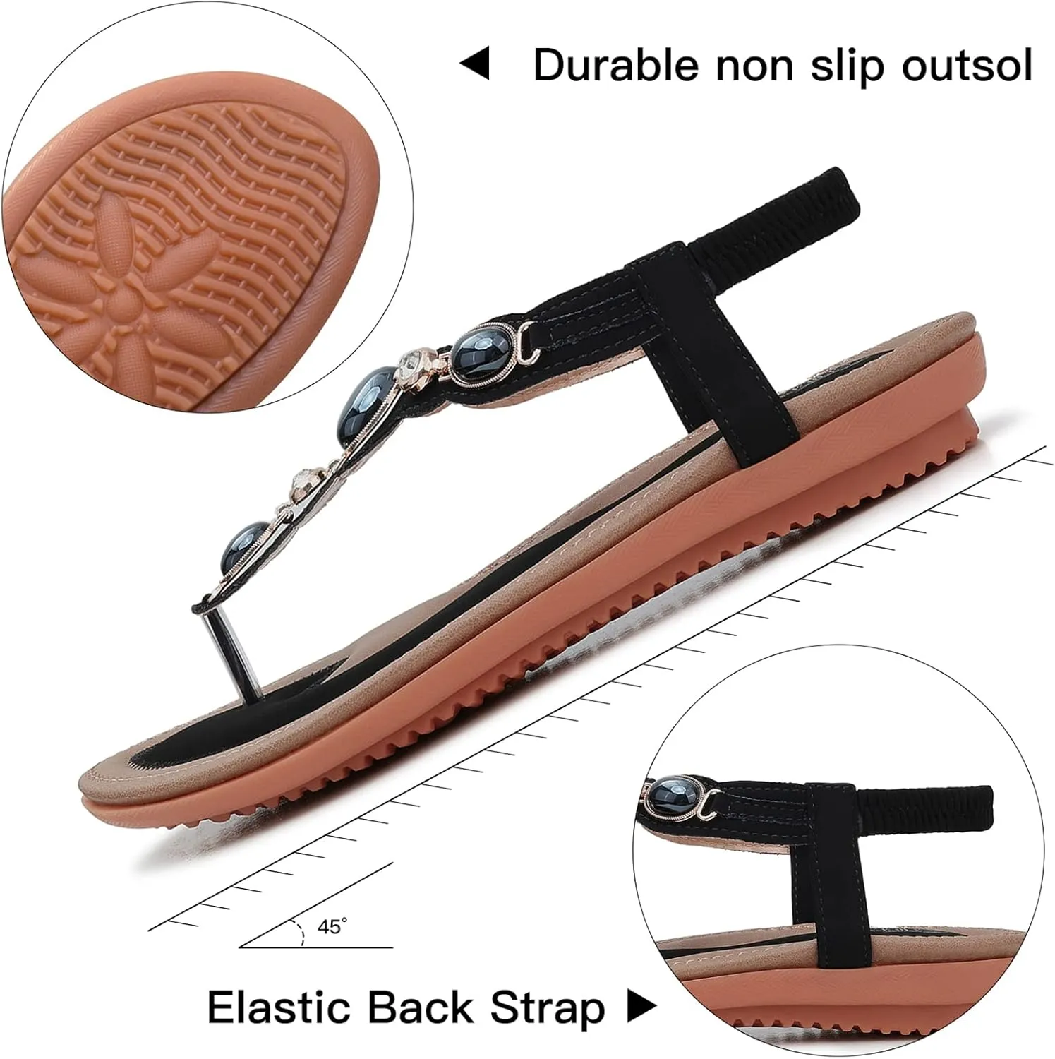 Dress fantasy Michigan characteristic sewage Thong Flats Sandal SHIBEVER Flat Sandals for Women Dressy: Summer Comfortable 