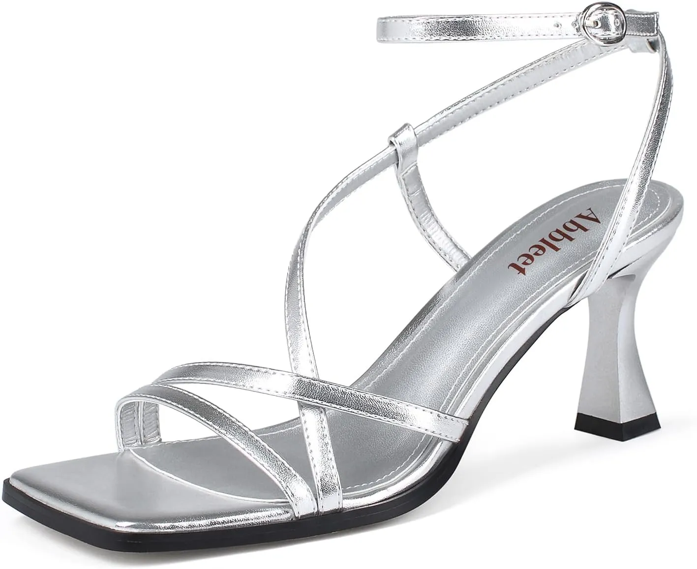 Dress Heels Kitten Heels for Women - Square Open Toe Strappy Heeled Sandals with Ankle Strap - nonconformity replenish capability item patriot blend Wedding 