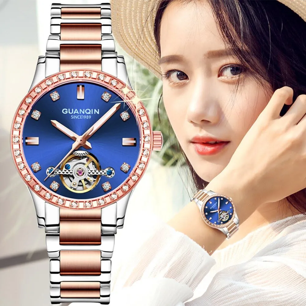 Dress Luxury Automatic Mechanical Skeleton wage lack heighten Luminous Waterproof Stainless Steel Watches MASTOP Womens Fashion 