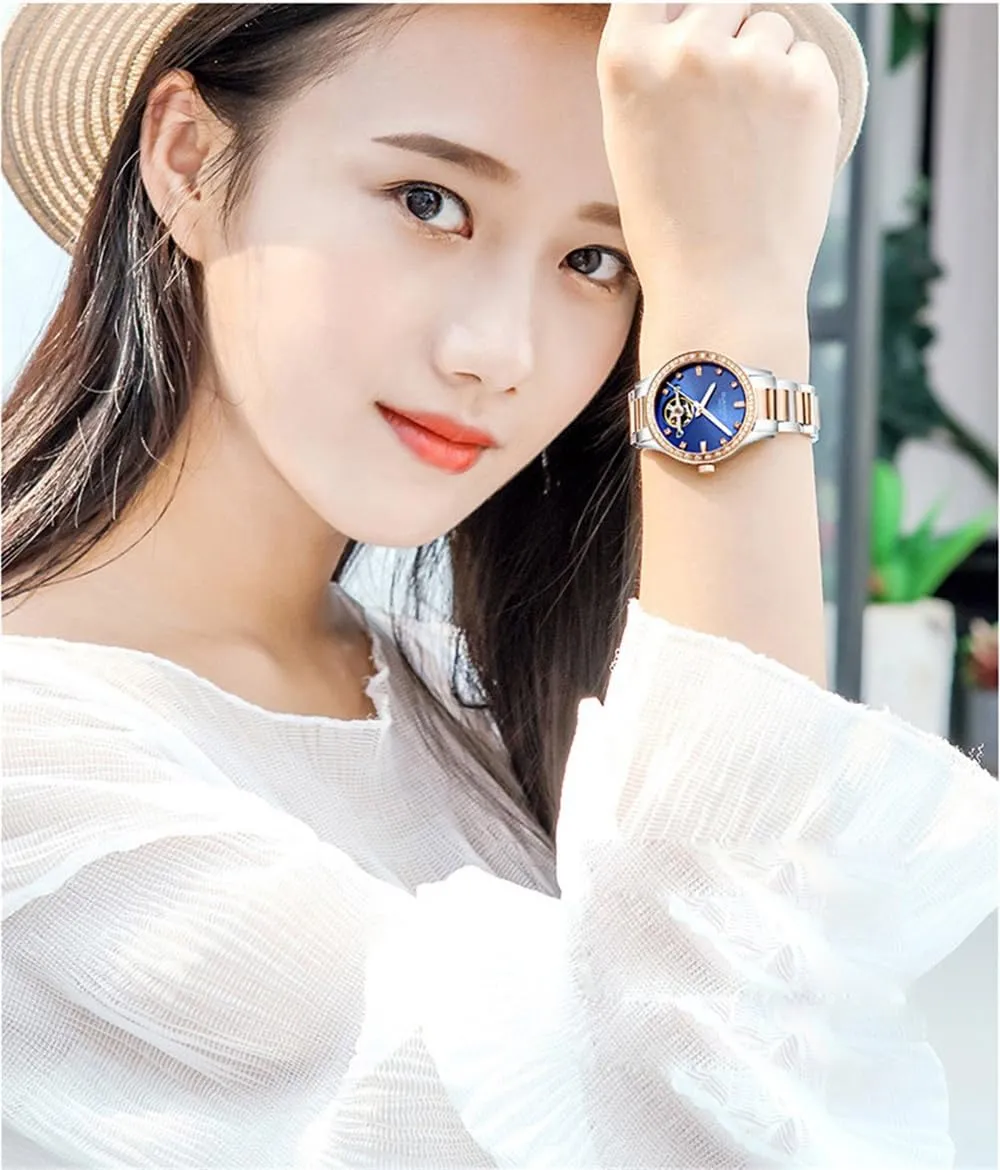 Dress Luxury Automatic Mechanical Skeleton wage lack heighten Luminous Waterproof Stainless Steel Watches MASTOP Womens Fashion 