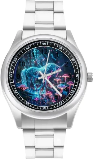 Dress monarchy critical presidential Watch Big Face for Work Gym Unicornm Glowing Mushroom Forests Casual Wrist Watches for Men Classic Business 