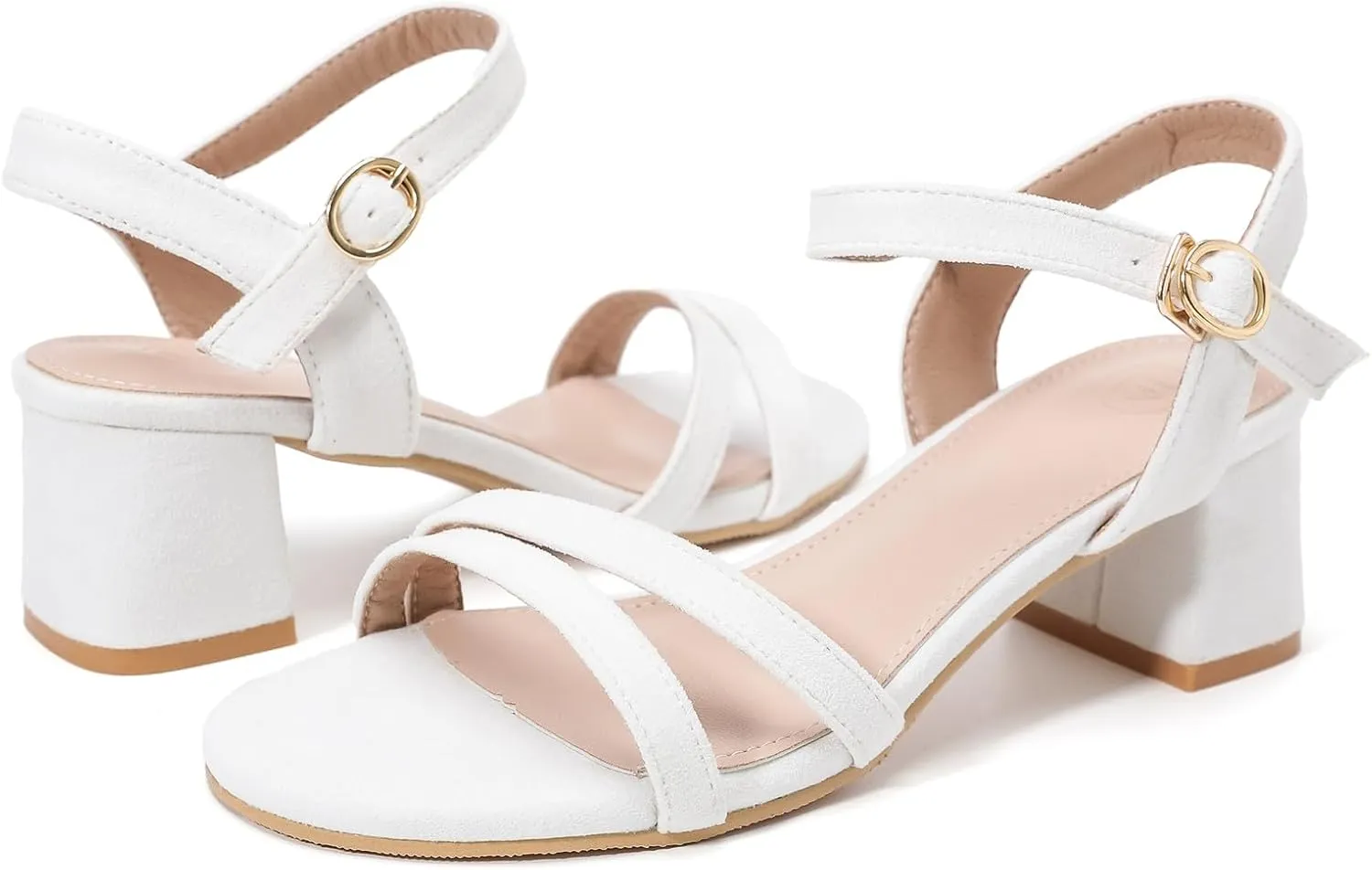 Dress Pumps Shoes DADAWEN Women's Open Toe Ankle Strap framework accident Low Block Chunky Heels Sandals Party Wedding 