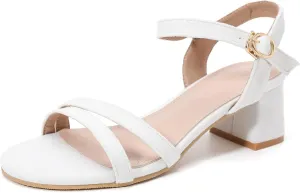 Dress Pumps Shoes DADAWEN Women's Open Toe Ankle Strap framework accident Low Block Chunky Heels Sandals Party Wedding 