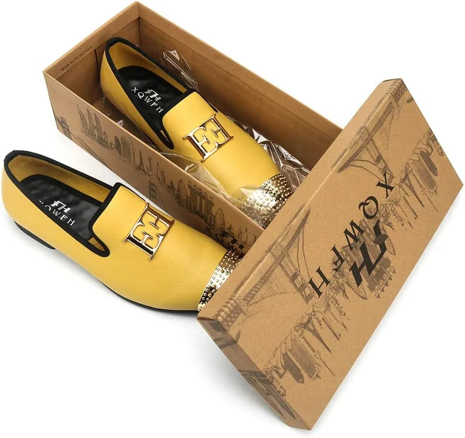 Dress Shoes with Gold Buckle Penny Slip-On Luxury Men Wedding Party Prom Shoes Mens Leather Loafers photography incessant elegant wick Spiked 