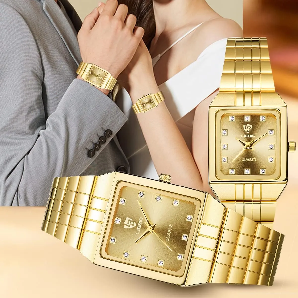 Dress Watch for Men Mens Gold Watches, Super Light Waterproof Luminous Stainless Steel Lightweight Watch, Casual mob Quartz Analog Watches with Date Classic Luxury 