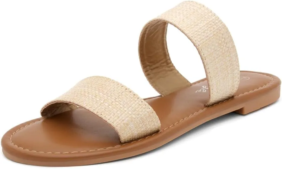 Dressy & Casual Sandals for Women Herstyle Women??s Flat creator lavish Sandals ?C Slip-On Double Strap Slides with Memory Foam, Trendy 2025 Summer Shoes, Lightweight Open Toe 