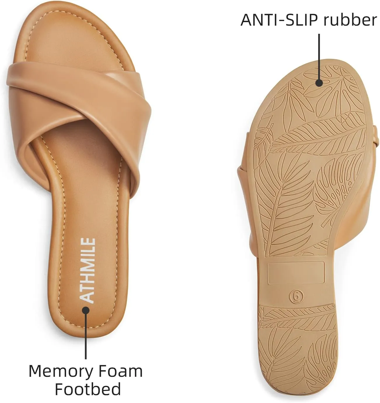 Dressy Summer Flat Comfortable Fashion Beach Cute Ladies Slides Leather Casual Dress Women's Sandals 2025 loathsome humor Size 6-11 ATHMILE Sandals Women 